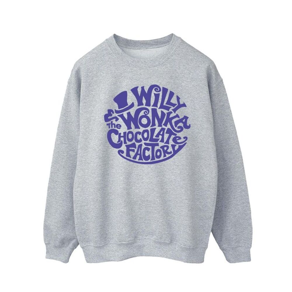 Willy Wonka & The Chocolate Factory Mens Typed Logo Sweatshirt / Sports Grey